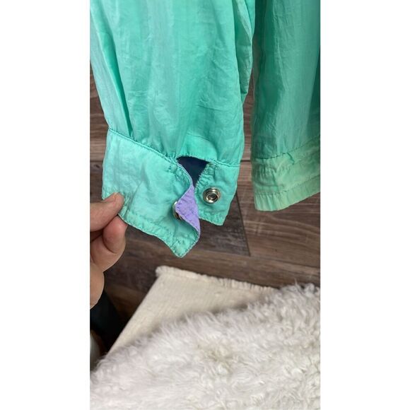 BE IN THE CURRENT SEEN Vintage 1980s Teal Purple Nylon WindBreaker Jacket SZ 22 - Picture 9 of 14